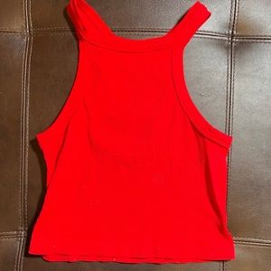 cropped red tank top